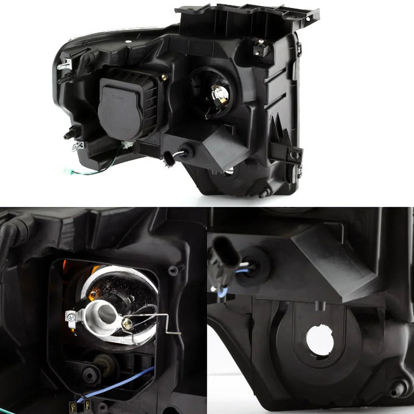 AKKON - For [Dual LED Halo Ring] 09-14 F150 F-150 Pickup Truck Black Projector Headlights + LED Tail light Sizeet