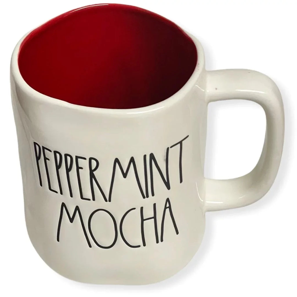 Rae Dunn PEPPERMINT MOCHA Red Interior Christmas Holiday Coffee Tea Mug