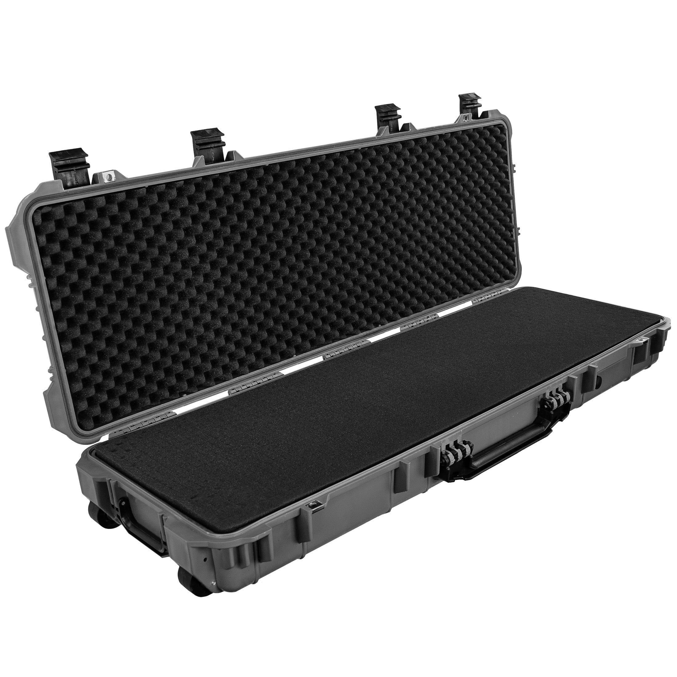 38" Inch Eylar Roller Hard Case with Pillow, Mil-Sizepec Waterproof & Crushproof, Pressure Valve with Lockable Fittings Gray