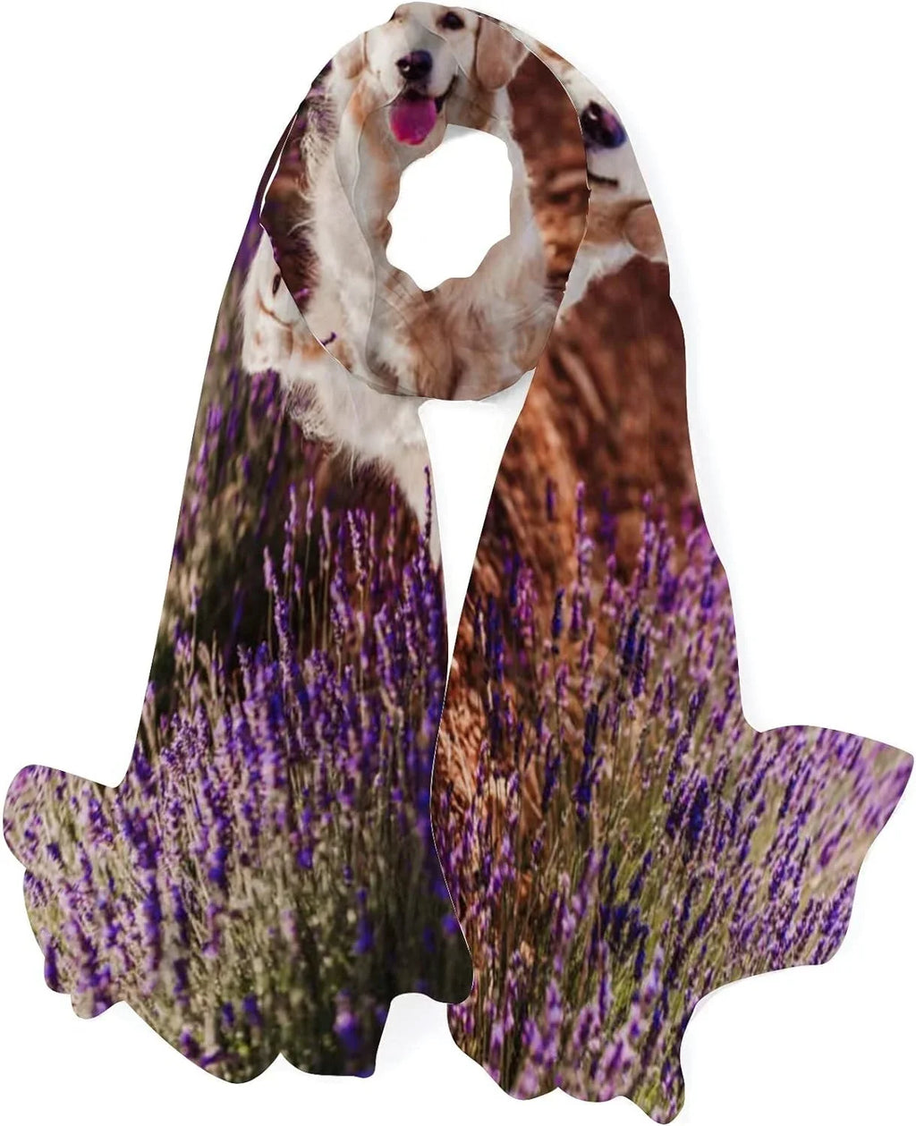 Hyjoy Adorable Golden Retriever Dog in Lavender Field Long Sizeilk Neck Sizecarf Lightweight Sizehawl Wrap Sizecarves for Women Girls