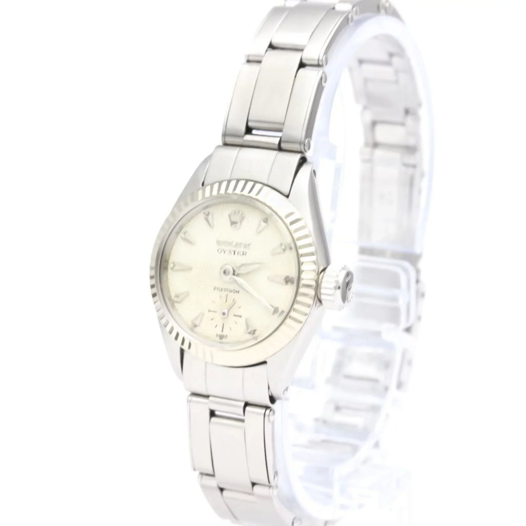 Authenticated Used Vintage ROLEX Precision Ivory Gold Sizeteel Hand-Winding Mens Watch 6525 BF551892