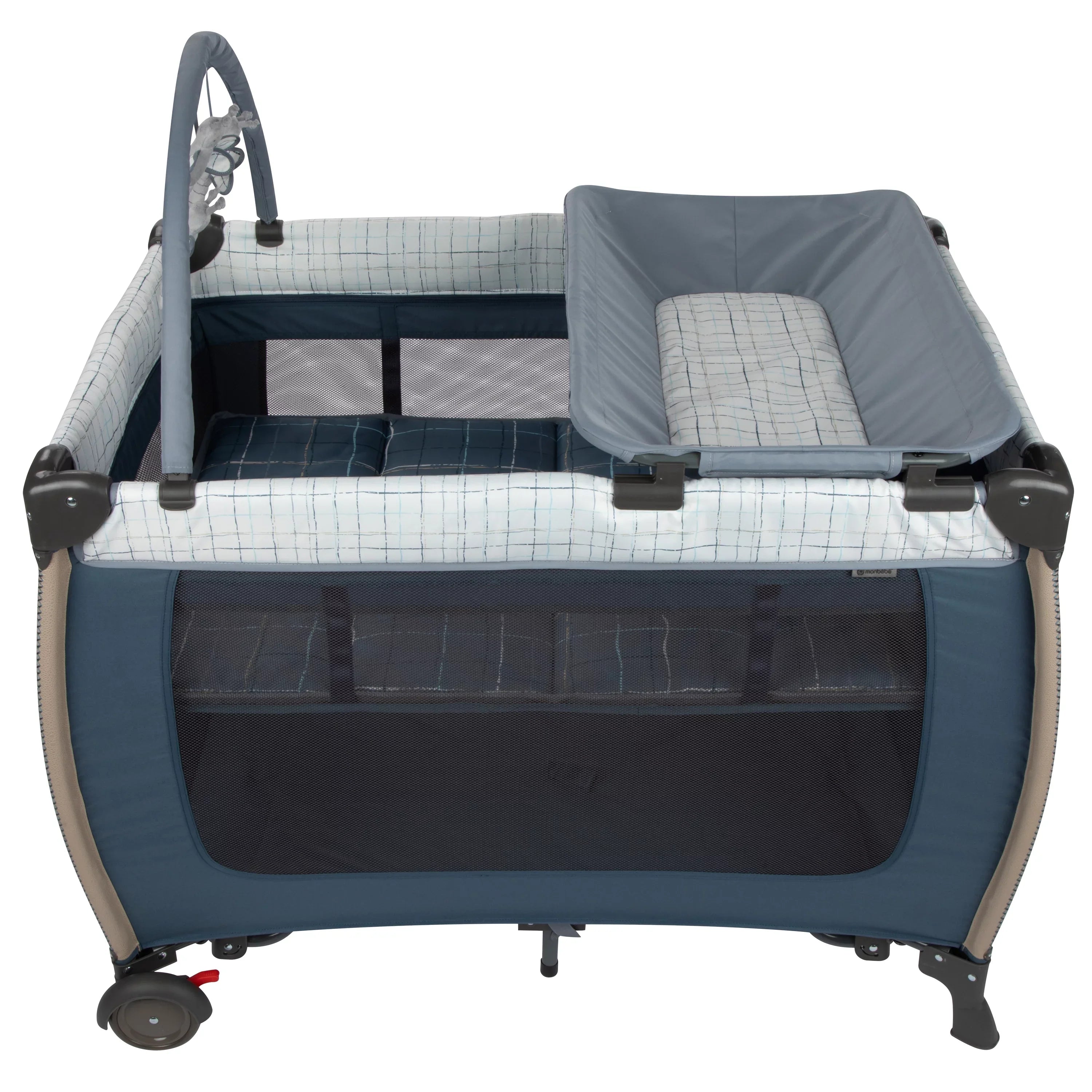 Monbebe Willow Rocking Play Yard with Full Sizeize Bassinet, Plaid