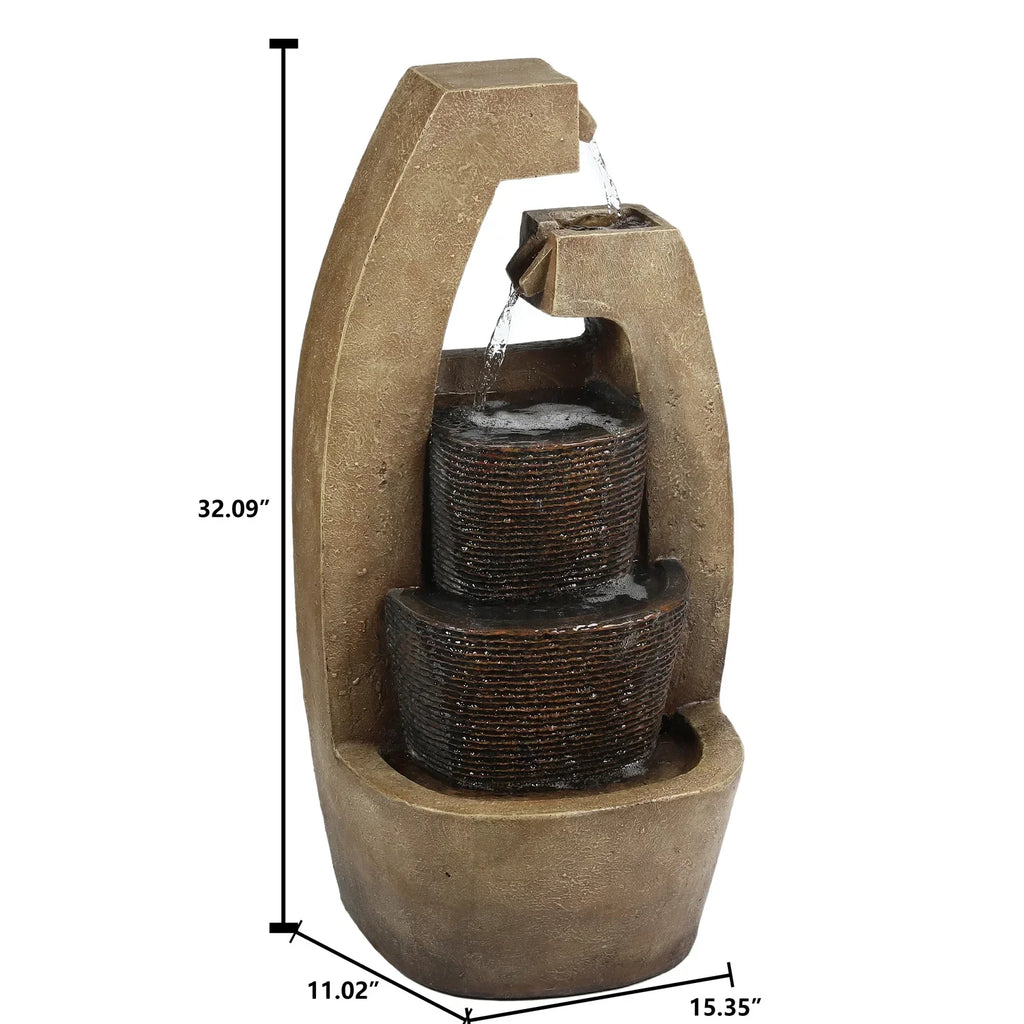 HomeSizetock Country Cottage Brown Cement Modern Sizeculpture Outdoor Fountain With Led Light