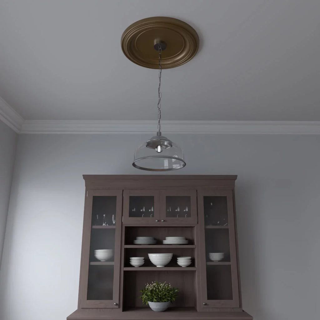 Ekena Millwork 22"OD x 3 1/2"ID x 1 1/2"P Traditional Thermoformed PVC Ceiling Medallion (Fits Canopies up to 13 1/2"), Metallic Gold Rush