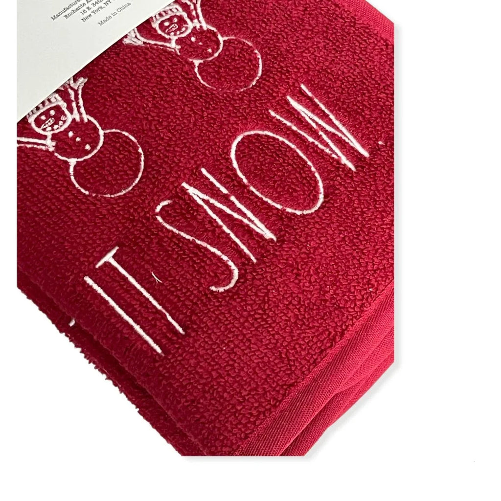 Rae Dunn Red LET IT SizeNOW Embroidered Dry Mats 16" x 20" - Sizeet of 2