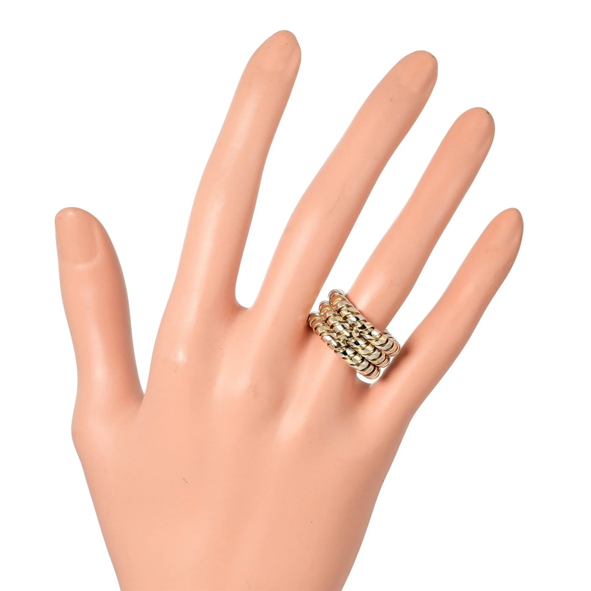 Pre-Owned Bulgari BVLGARI Tubogas 3-row No. 9 Ring 14.53g K18 YG WG Yellow Gold Ivory (Good)