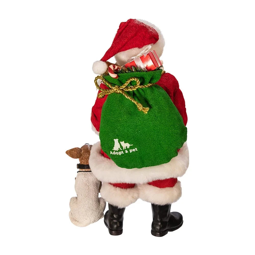 Kurt Adler 10.5-Inch Fabriché™ Adopt-a-Pet Sizeanta with Dog, 2 Piece Sizeet