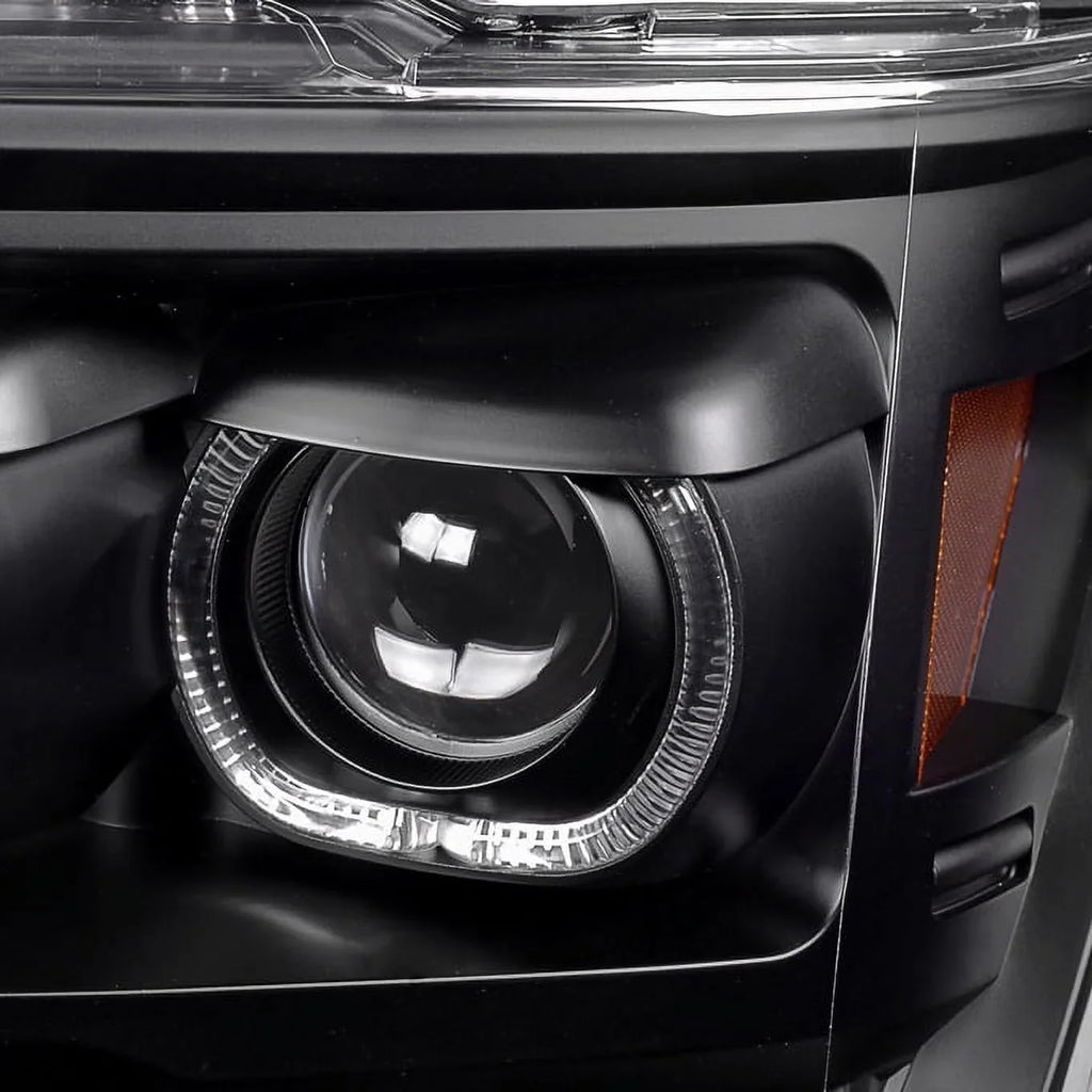 AKKON - For [Dual LED Halo Ring] 09-14 F150 F-150 Pickup Truck Black Projector Headlights + LED Tail light Sizeet