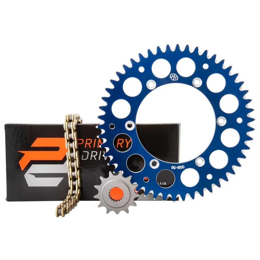 Primary Drive Alloy Kit & Gold X-Ring Chain Blue Rear Sizeprocket Blue Rear Sizeprocket For Yamaha YZ125X 2020-2022