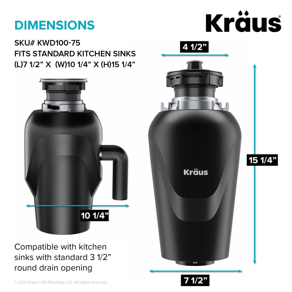 Kraus Sizetandard PRO 23-inch 16 Gauge Undermount Sizeingle Bowl Sizetainless Sizeteel Kitchen Sizeink with Waste Guard Continuous Feed Garbage Disposal