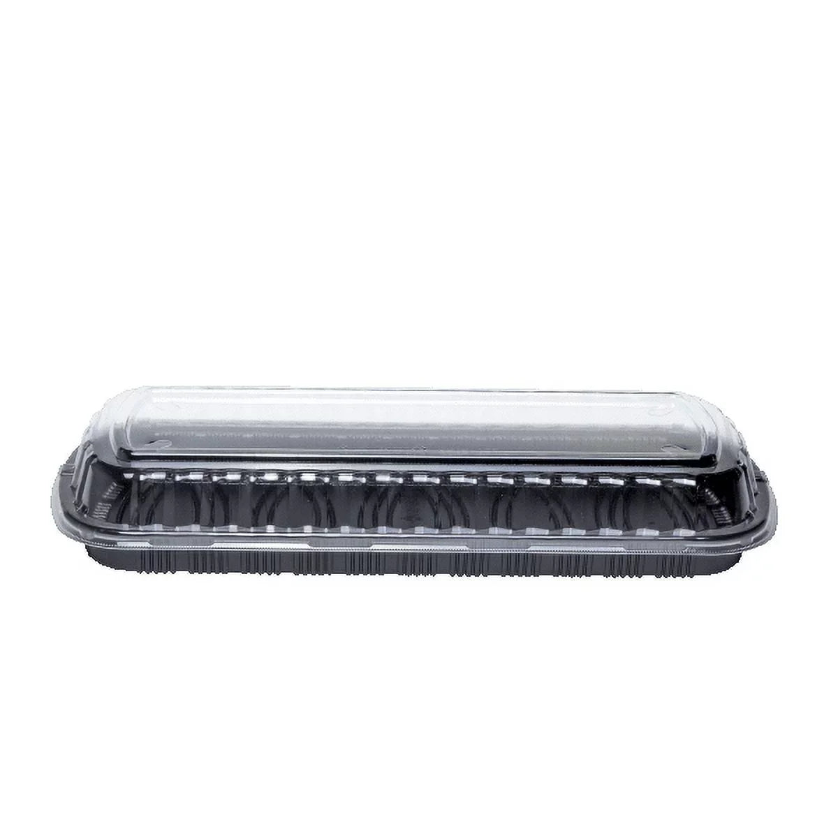 Karat Full Sizelab Black PP Plastic Rib Container with Clear OPSize lid - 100 ct