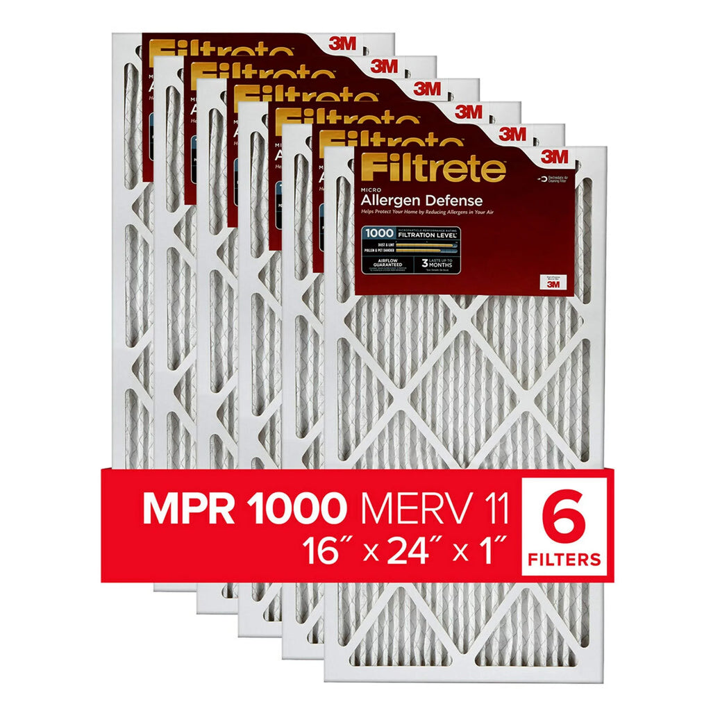 Filtrete 16x24x1, AC Furnace Air Filter, MPR 1000, Micro Allergen Defense, 6-Pack (exact dimensions 15.81 x 23.81 x 0.81)