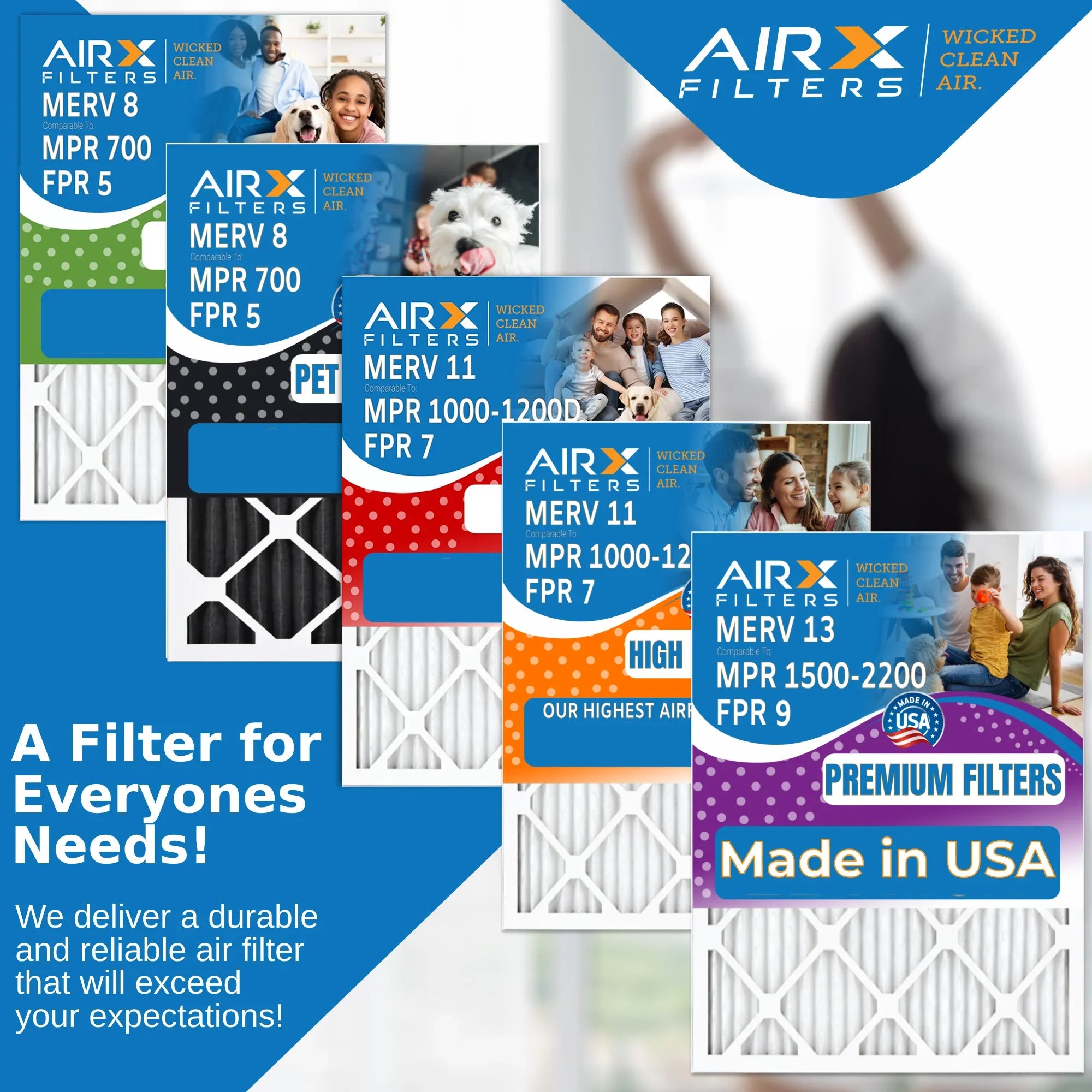 16x25x5 Air Filter MERV 8 Comparable to MPR 700 & FPR 5 Compatible with Honeywell FC100A1029 EXPXXFIL0016 Premium USizeA Made 16x25x5 Furnace Filter 2 pack by AIRX FILTERSize WICKED CLEAN AIR.
