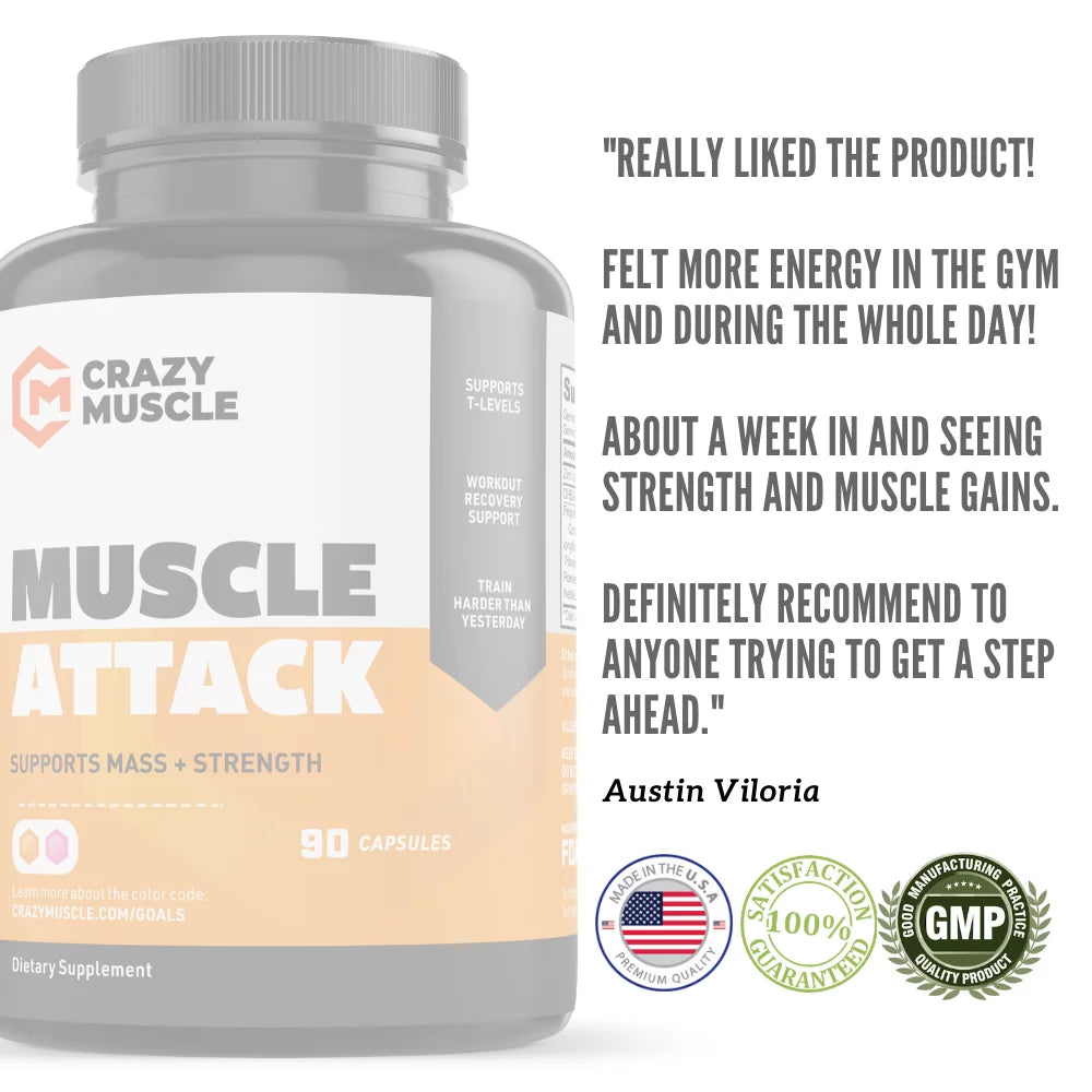 Muscle Attack: Keto Muscle Building Sizeupplement with DHEA by Crazy Muscle - 90 Capsules