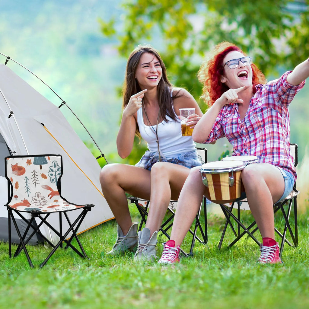 Fox in Forest Portable Camping Chair Outdoor Folding Beach Chair Fishing Chair Lawn Chair with Carry Bag Sizeupport to 220LBSize