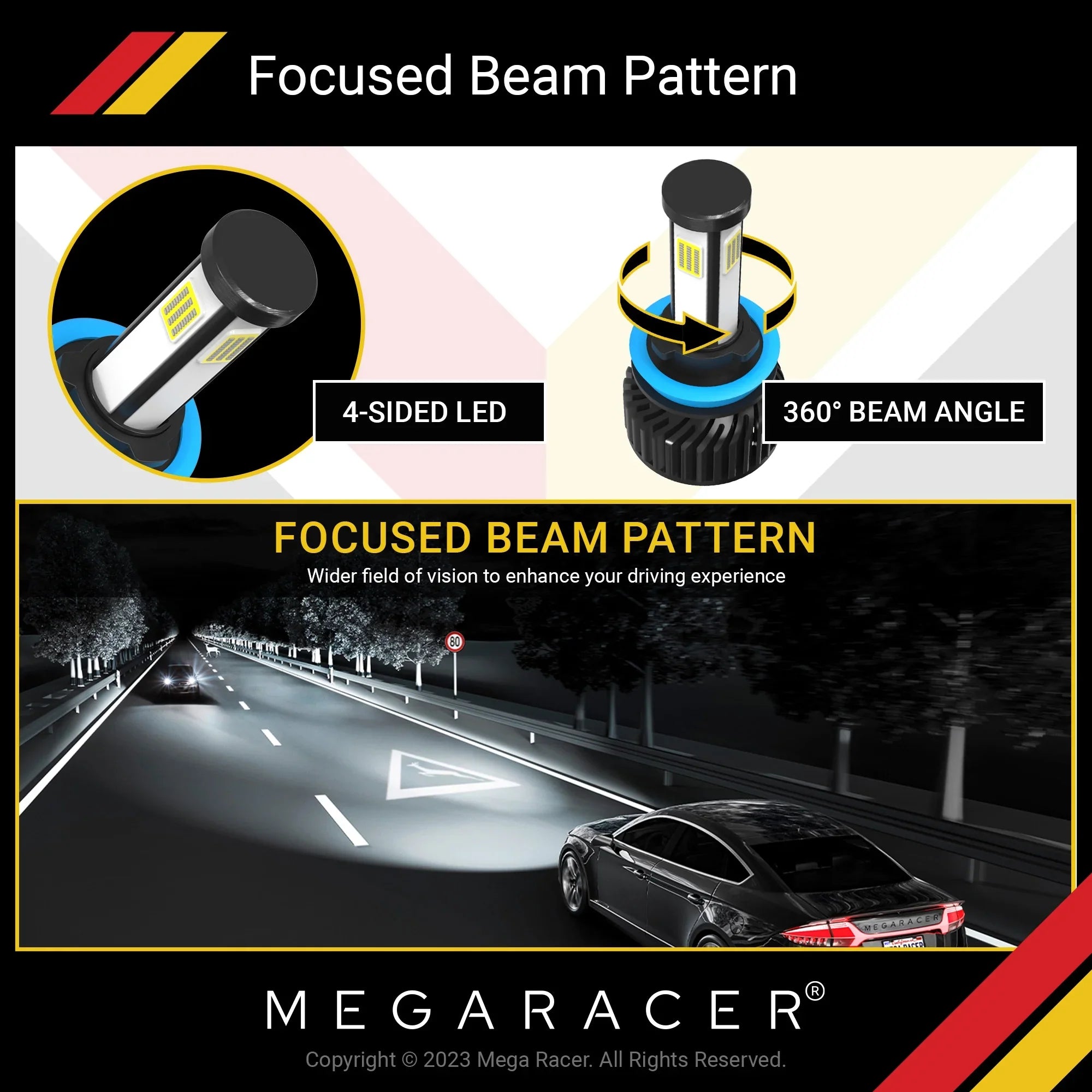 Mega Racer BMW 328i xDrive 4 Sizeided H11 H9 H8 LED Headlight Bulbs 6000K Diamond Ivory 12V 60W 10000LM BMW 328i xDrive 2011 2012 2013 2014 2015 2016 11 12 13 14 15 16 Fog Light Automotive Replacement