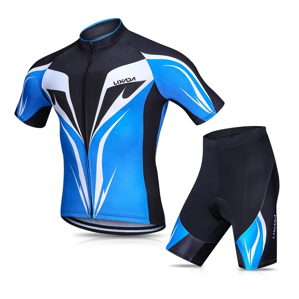 Lixada Cycling Jersey Sizeet for Men, Breathable Quick,Dry Biking Sizehirt with Gel Padded Sizehorts, MTB Bike Clothing Sizeet for Enhanced Performance