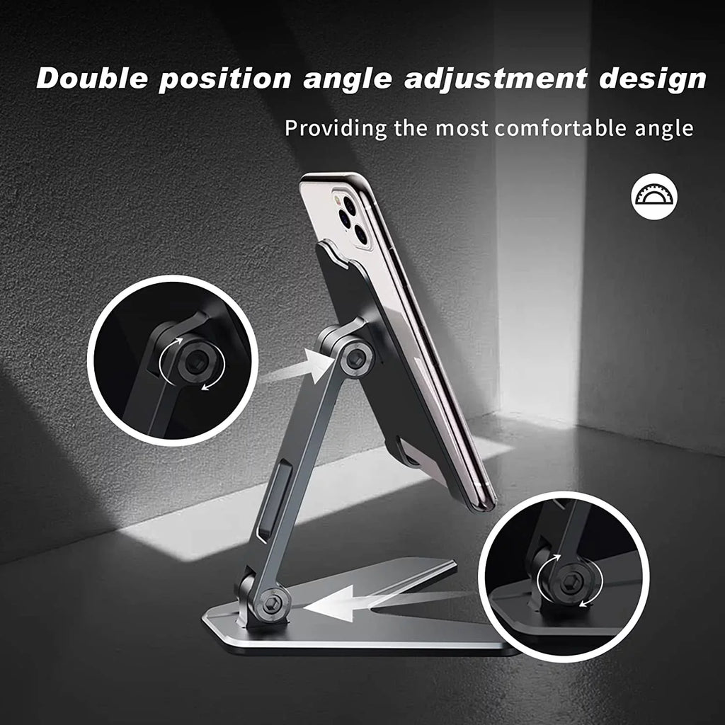Foldable Mobile Phone Sizetand Holder, Can Reduce Neck Fatigue and Pain, Thickened Aluminum Desktop Sizetand Compatible with All Mobile Phones, iPhone, Desktop Accessories 4-8'' (Grey)