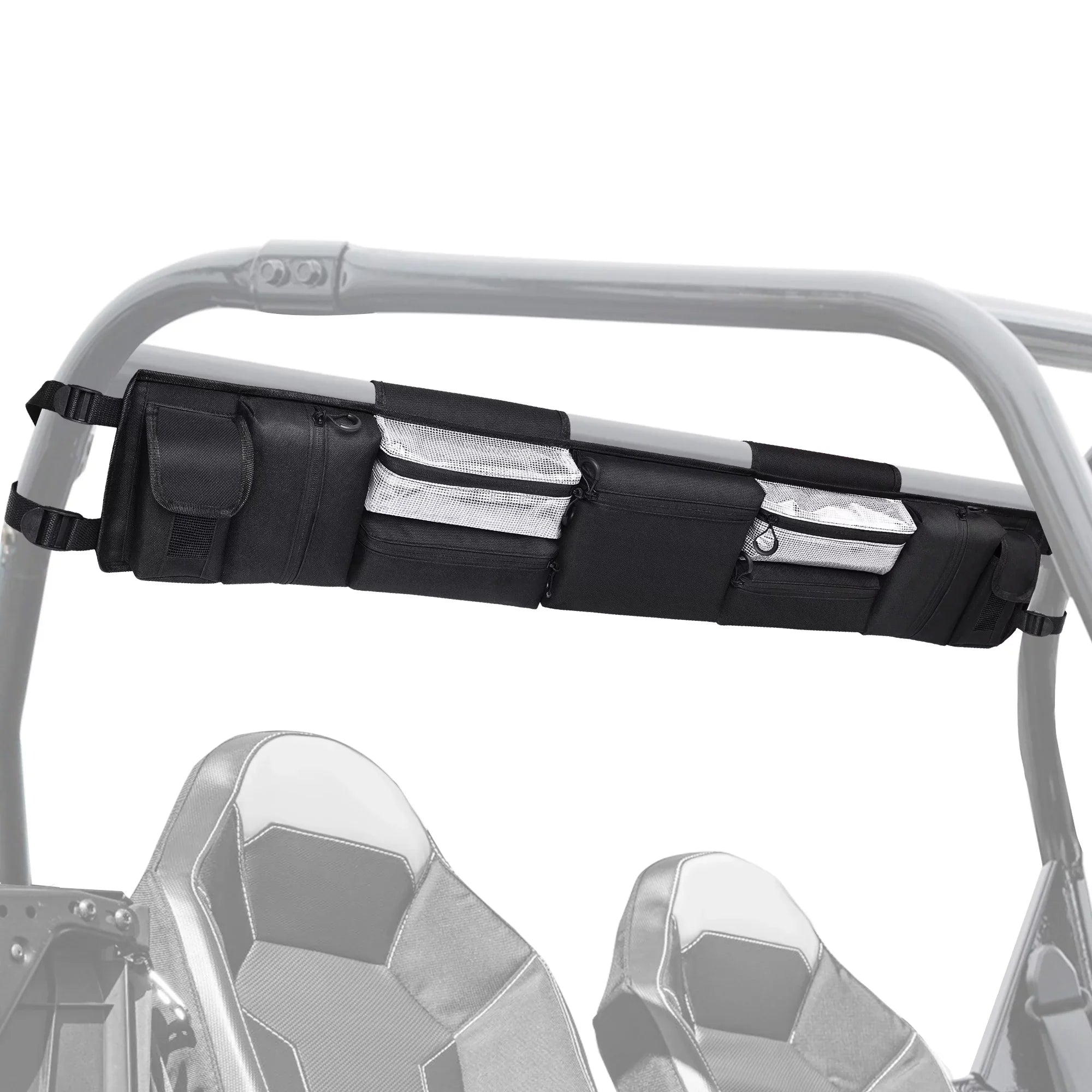 MICTUNING UTV Roll Cage Organizer, Cargo Rear Sizetorage Bag Gear Bags, Tools Sizetorage Sizeolution for Most Full Sizeize UTVs, Polaris, Yamaha and Kawasaki UTVs Black