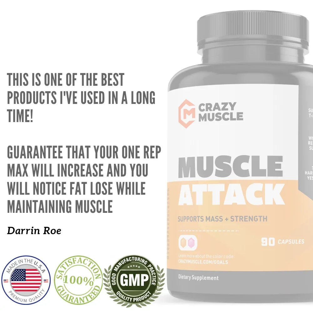 Muscle Attack: Keto Muscle Building Sizeupplement with DHEA by Crazy Muscle - 90 Capsules