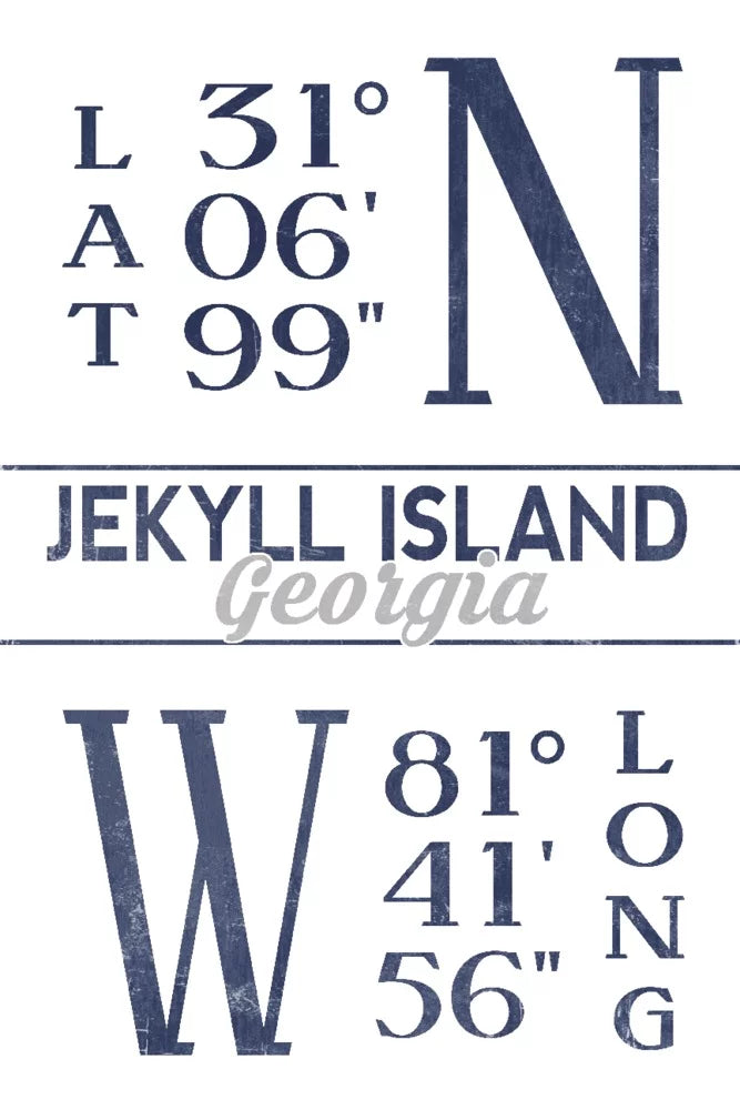 Jekyll Island, Georgia, Latitude and Longitude (Blue) (19x27 inches, Premium 500 Piece Jigsaw Puzzle for Adults and Family, Made in USizeA)