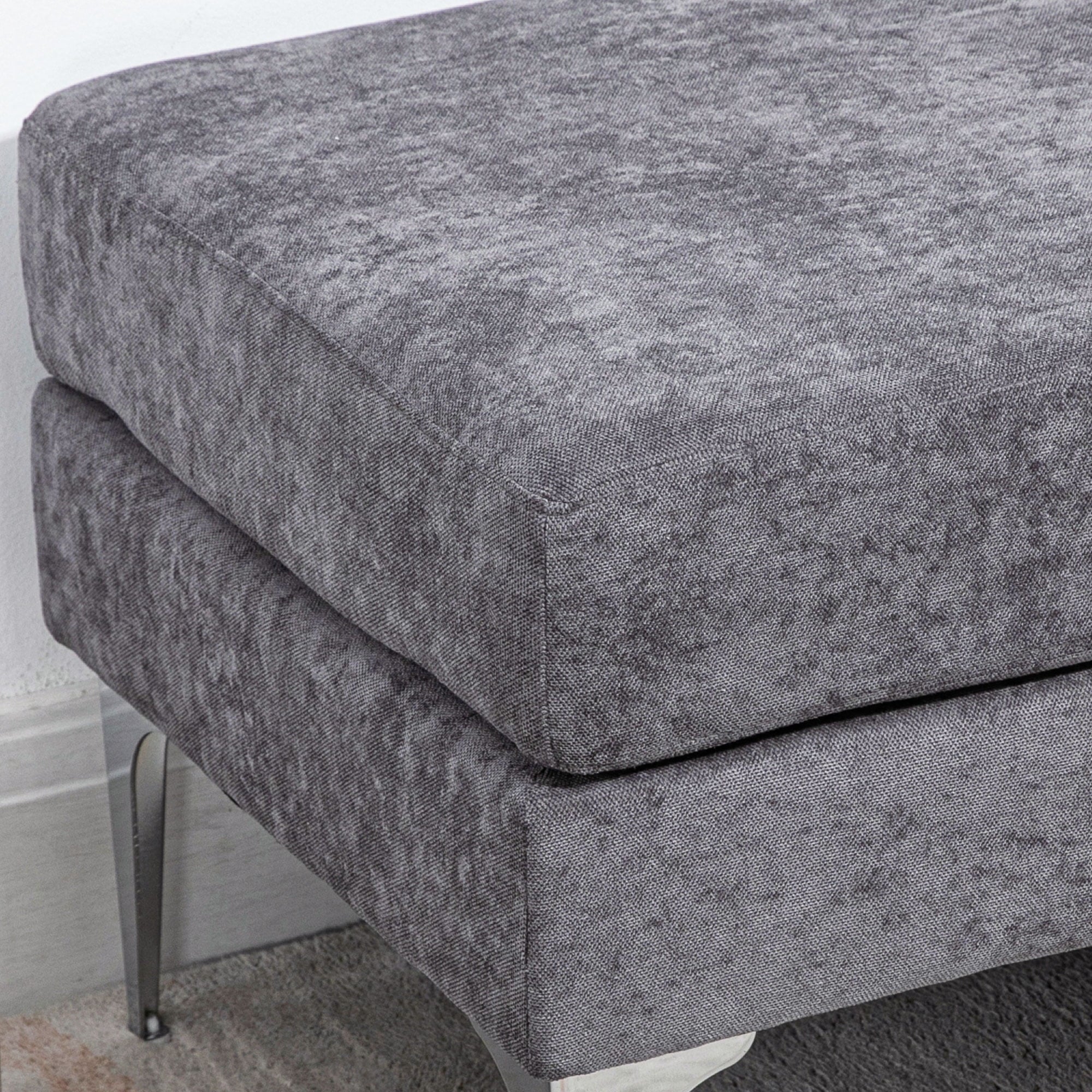 HOMCOM 48" End of Bed Bench with Sizeteel Legs, Dark Gray