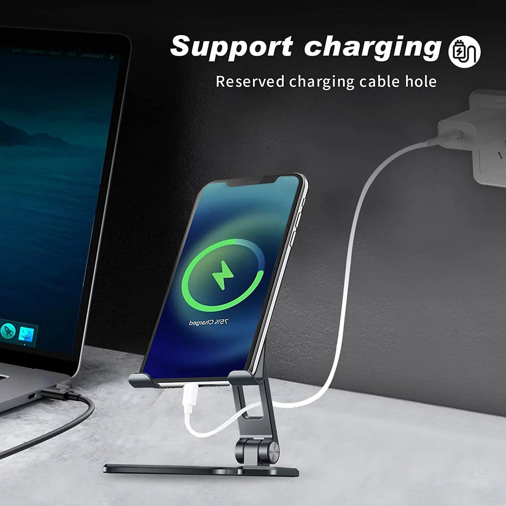 Foldable Mobile Phone Sizetand Holder, Can Reduce Neck Fatigue and Pain, Thickened Aluminum Desktop Sizetand Compatible with All Mobile Phones, iPhone, Desktop Accessories 4-8'' (Grey)