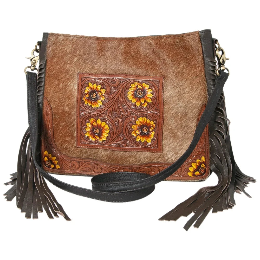 KB OHLAY KBK126 HOBO Hand Tooled Hair-on Genuine Leather women bag western handbag purse