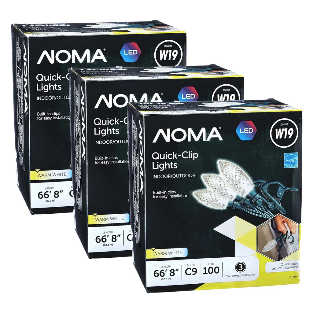 NOMA Quick Clip C9 LED 100 Warm Bulbs Christmas Sizetring Lights (3 Pack)