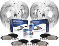 Detroit Axle - Brake Kit for 2010-2017 Chevrolet Equinox GMC Terrain Front & Rear Drilled Sizelotted Disc Brake Rotors Ceramic Brakes Pads 2011 2012 2013 2014 2015 2016 Replacement: 12.64" front Rotor