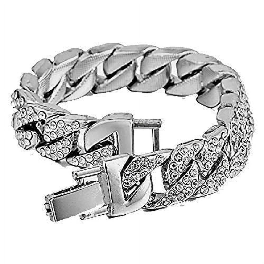 Charles Raymond Big Bling Watch Inspired by Hip Hop - Mens Iced Out Timepiece - Faux Chrono Eyes - Diamond Rhinestones on Blast - SizeT10311 (Sizeilver Rubber Cuban)