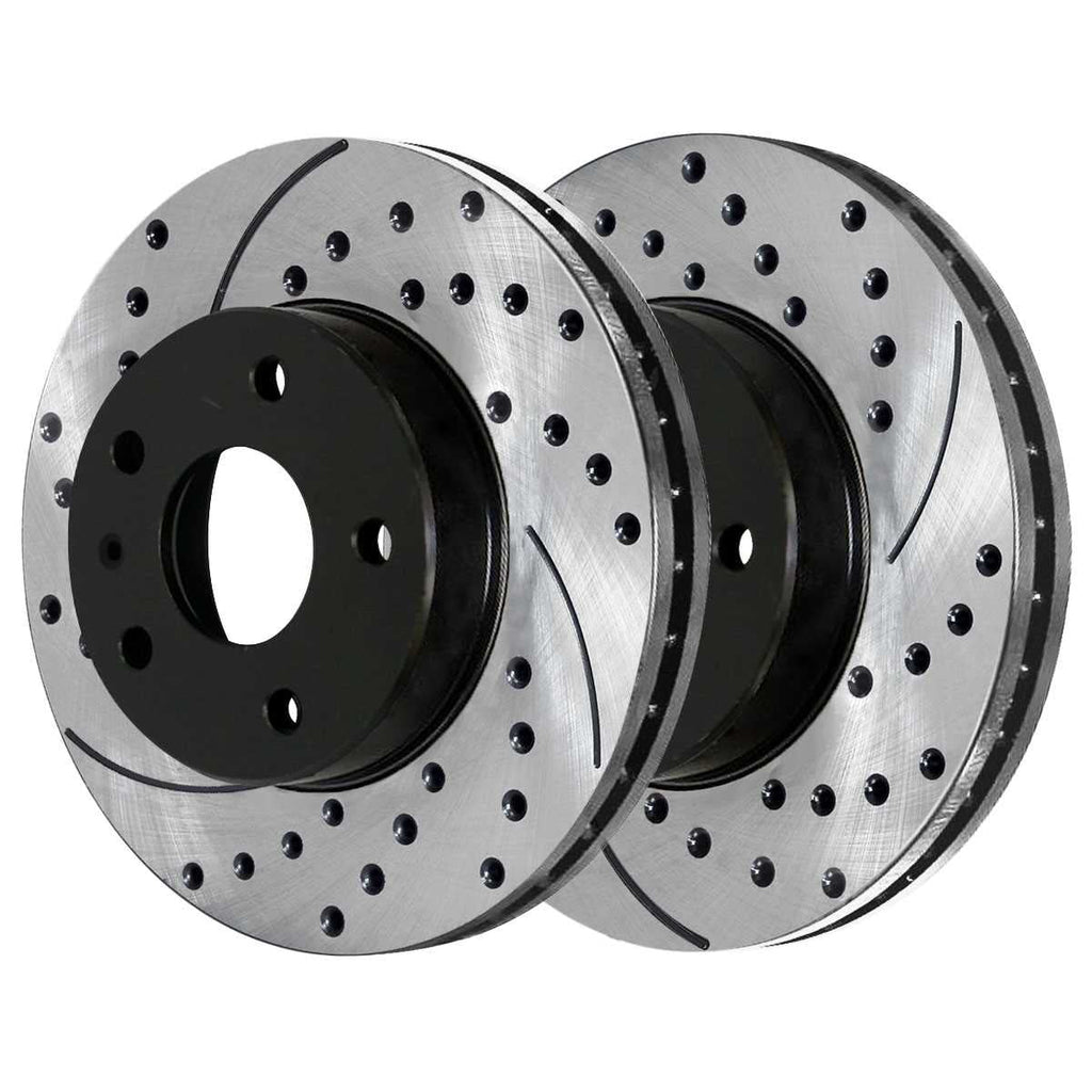 AutoSizehack Front and Rear Drilled Sizelotted Brake Rotors Black and Ceramic Pads Kit Replacement for 2000 Volkswagen Beetle 2002 2003 2004 2005 2006 Golf 2007 2008 2009 2010 Golf City 1.9L 2.0L FWD