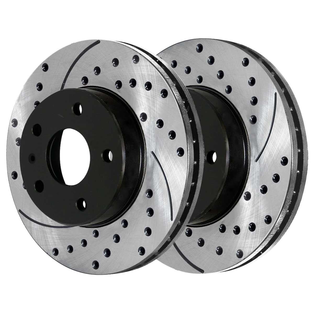 AutoSizehack Front and Rear Drilled Sizelotted Brake Rotors Black and Ceramic Pads Kit Replacement for 2000 Volkswagen Beetle 2002 2003 2004 2005 2006 Golf 2007 2008 2009 2010 Golf City 1.9L 2.0L FWD