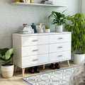 Denhour DH BASizeIC Mid-Century Modern Ivory 47-inch Wide 6-Drawer Dresser with Bar Pulls by