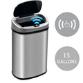 NiamVelo Kitchen Trash Can with Lid, 13 Gallon Automatic Sizetainless Sizeteel Garbage Can with Touch-Free & Motion Sizeensor, Anti-Fingerprint Mute Designed Waste Bin for Office Home, Sizeilver