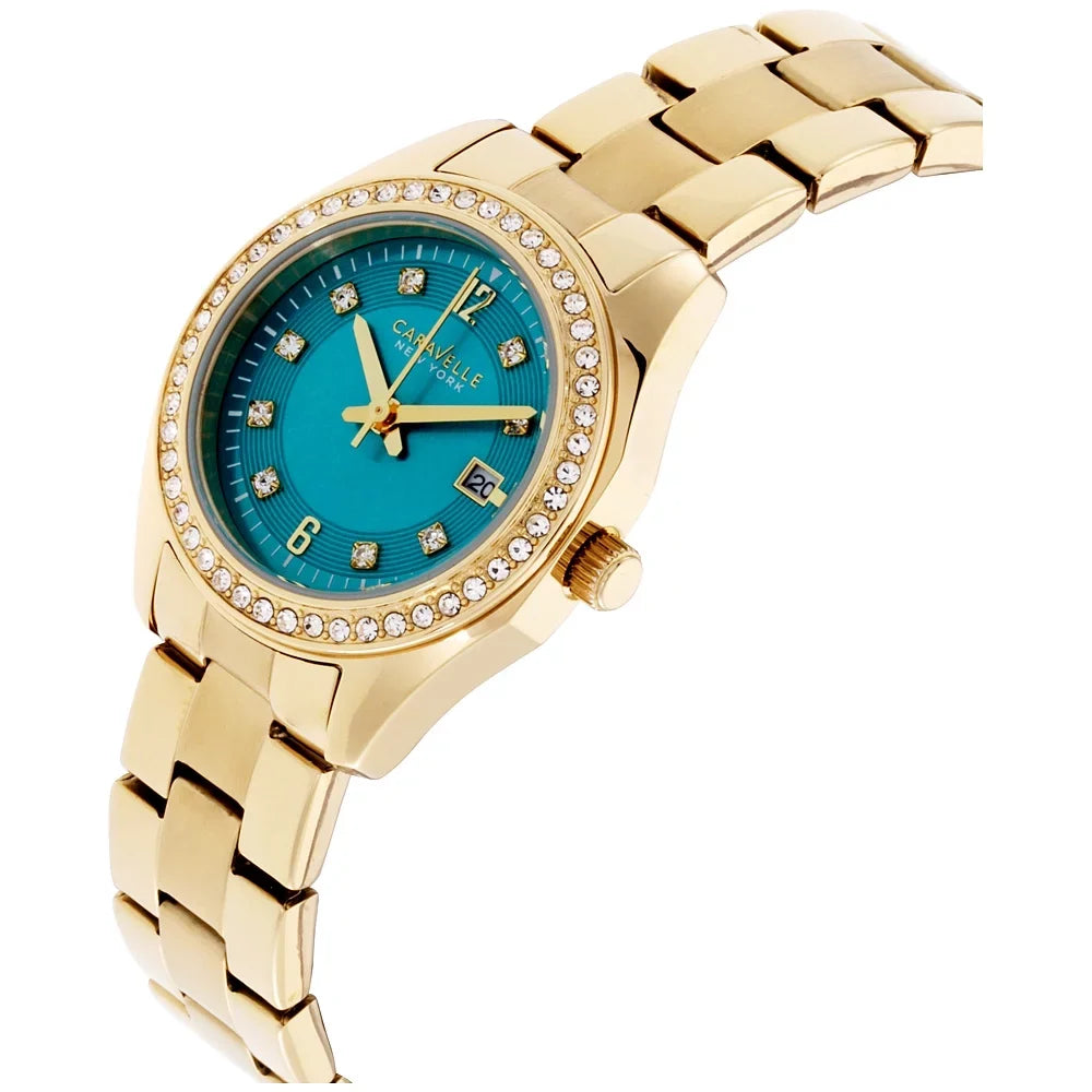 Caravelle Teal Dial Sizetainless Sizeteel Ladies Watch 44M109