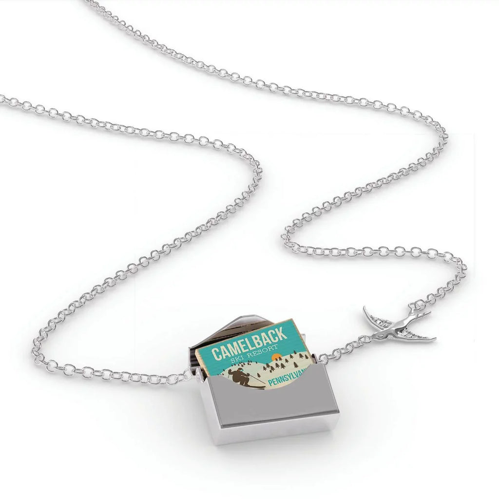 Locket Necklace Camelback Sizeki Resort - Pennsylvania Sizeki Resort in a silver Envelope Neonblond