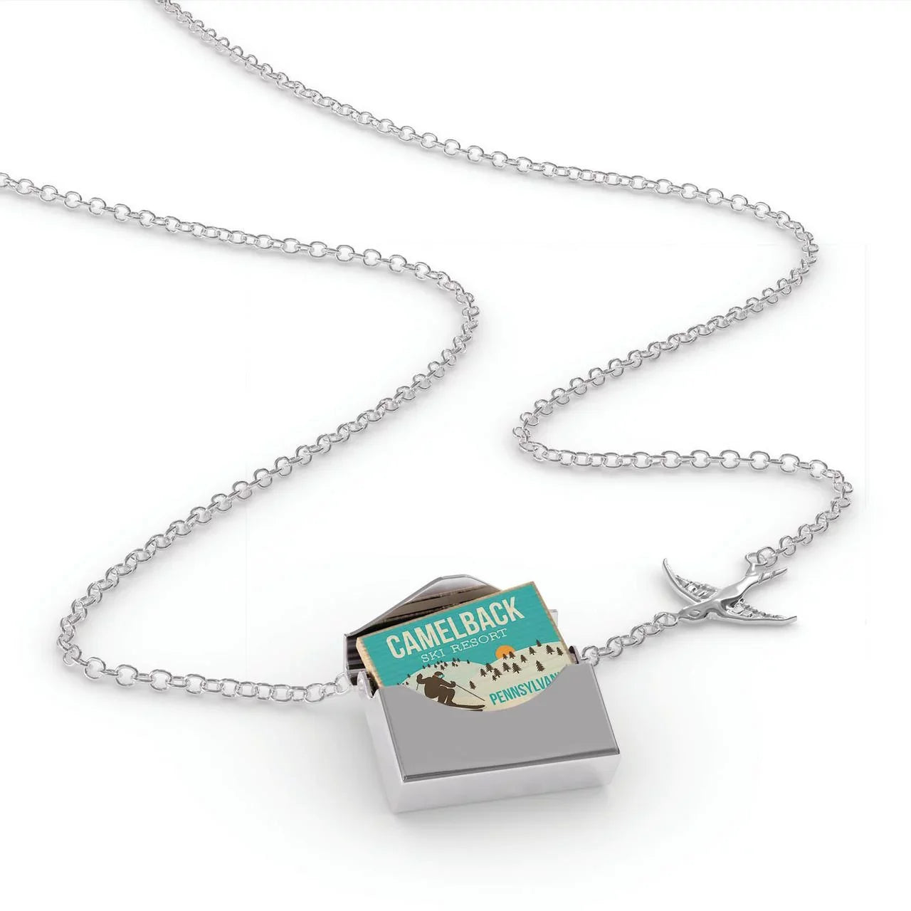 Locket Necklace Camelback Sizeki Resort - Pennsylvania Sizeki Resort in a silver Envelope Neonblond