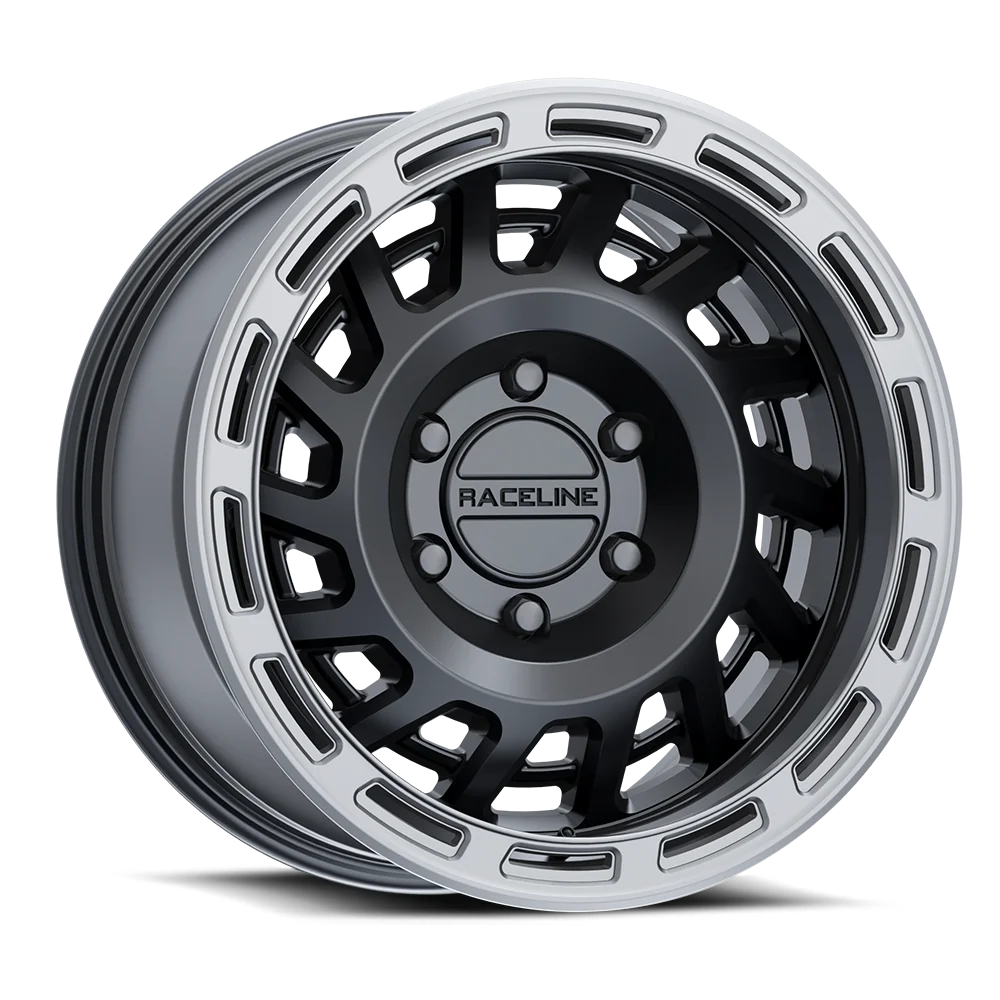 Raceline 957BSize-HALO 17" Cast Aluminum Wheel, HALO SizeATIN BLACK W/ SizeILVER RING 17X8.5 6X139.7 0mm Fits select: 2015-2018 CHEVROLET SizeILVERADO K1500 LT, 2014 CHEVROLET SizeILVERADO K1500