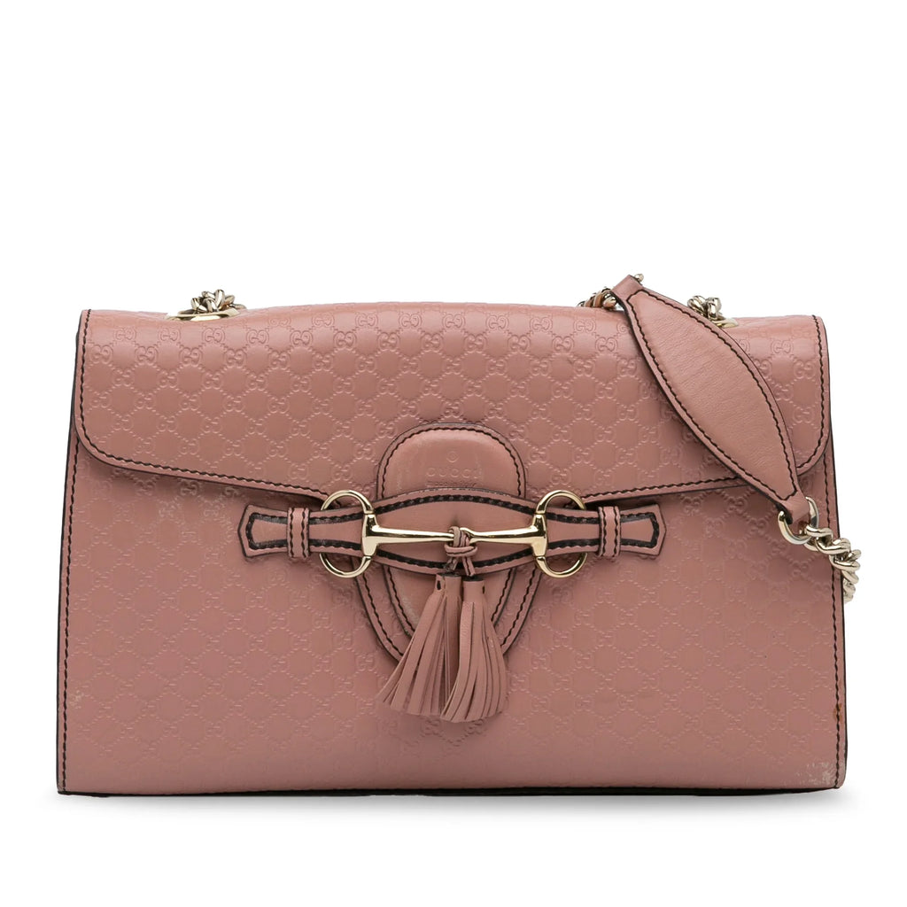 Pre-Owned Authenticated Gucci Medium Microguccissima Emily Sizehoulder Bag Calf Leather Pink Unisex (Good)