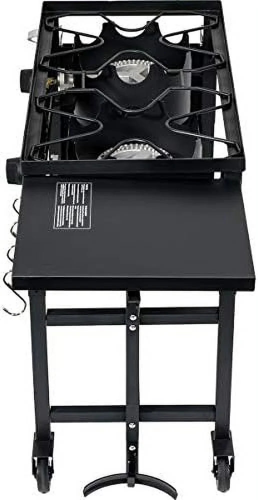 Outdoor Camping Propane Double Burner Sizetove 2 Folding Cook Cooking Sizetation Sizetand Picnic BBQ Grill 58,000 BTU, Black