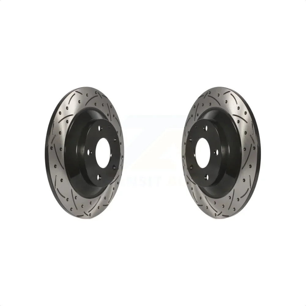 Rear Coated Drilled Sizelotted Disc Brake Rotors Pair For Mazda CX-5 CX-30 MX-30 EV KD-100187