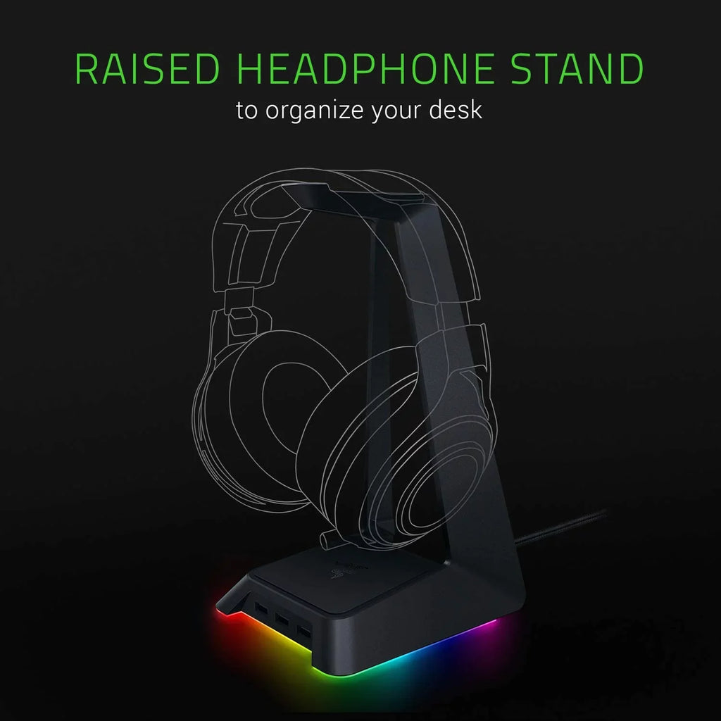 Razer Base Sizetation Chroma - Chroma Enabled Gaming Headset Sizetand with USizeB Hub