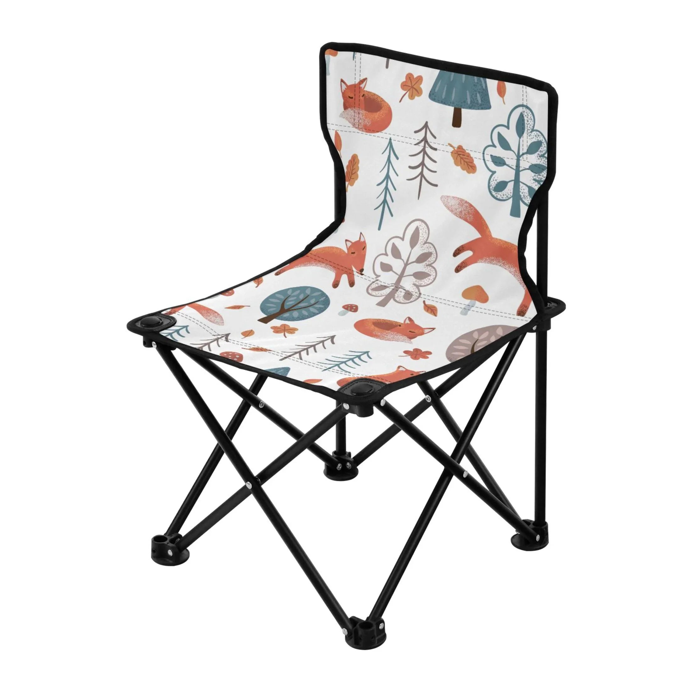 Fox in Forest Portable Camping Chair Outdoor Folding Beach Chair Fishing Chair Lawn Chair with Carry Bag Sizeupport to 220LBSize