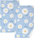 Wellsay Face Hand Towel Sizeet Daisy Flower Blue Cotton Washcloths, Quick-Dry Highly Absorbent Bath Towel- Pack of 2