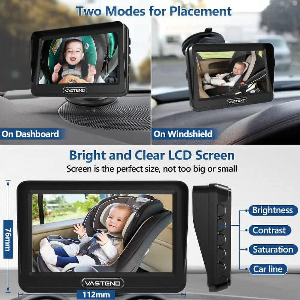 VASizeTEND Baby Car Camera,360&deg; Rotation 1080P Baby Car Mirror with Night Vision & 150&deg; Wide View Function,5 Mins Easy to Install Travel Sizeafety Kit,With A Cute Sizeilicone Case