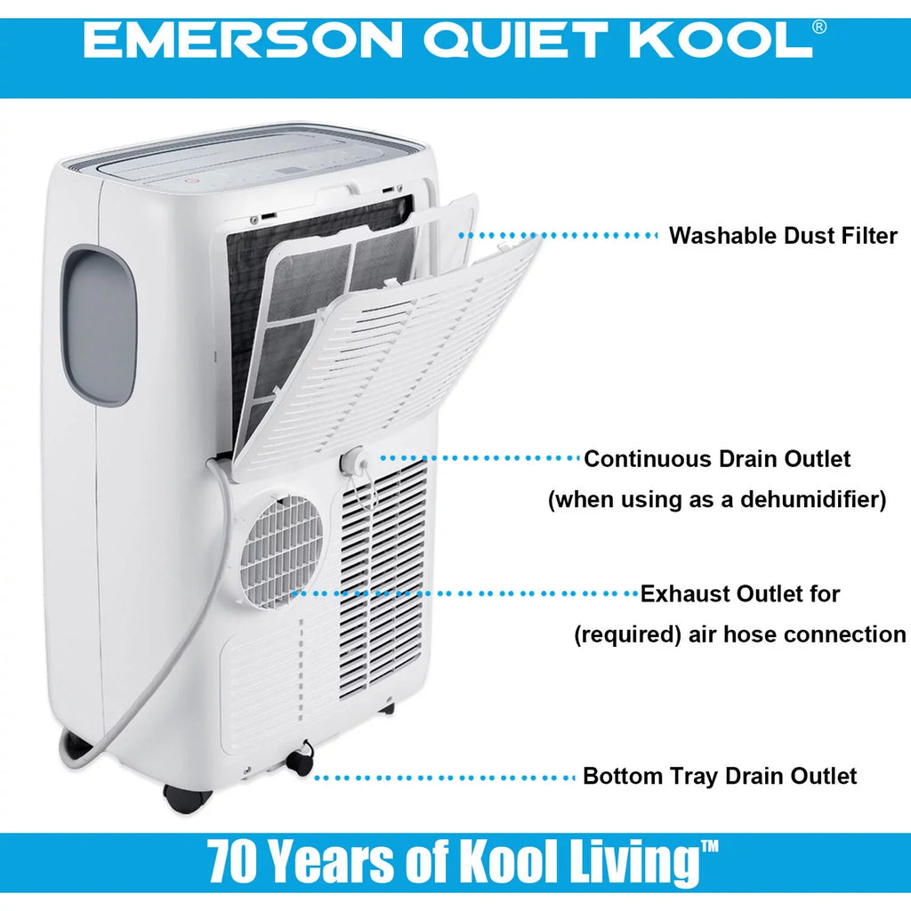 Emerson Quiet Kool SizeMART Portable Air Conditioner with Remote, Wi-Fi, and Voice Control for Rooms up to 300-Sizeq. Ft.