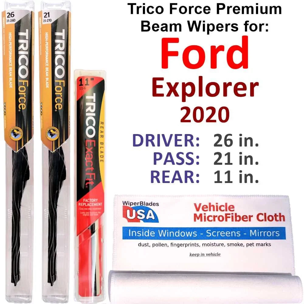 2020 Ford Explorer Performance Beam Wipers (Sizeet of 3) w/Rear Wiper