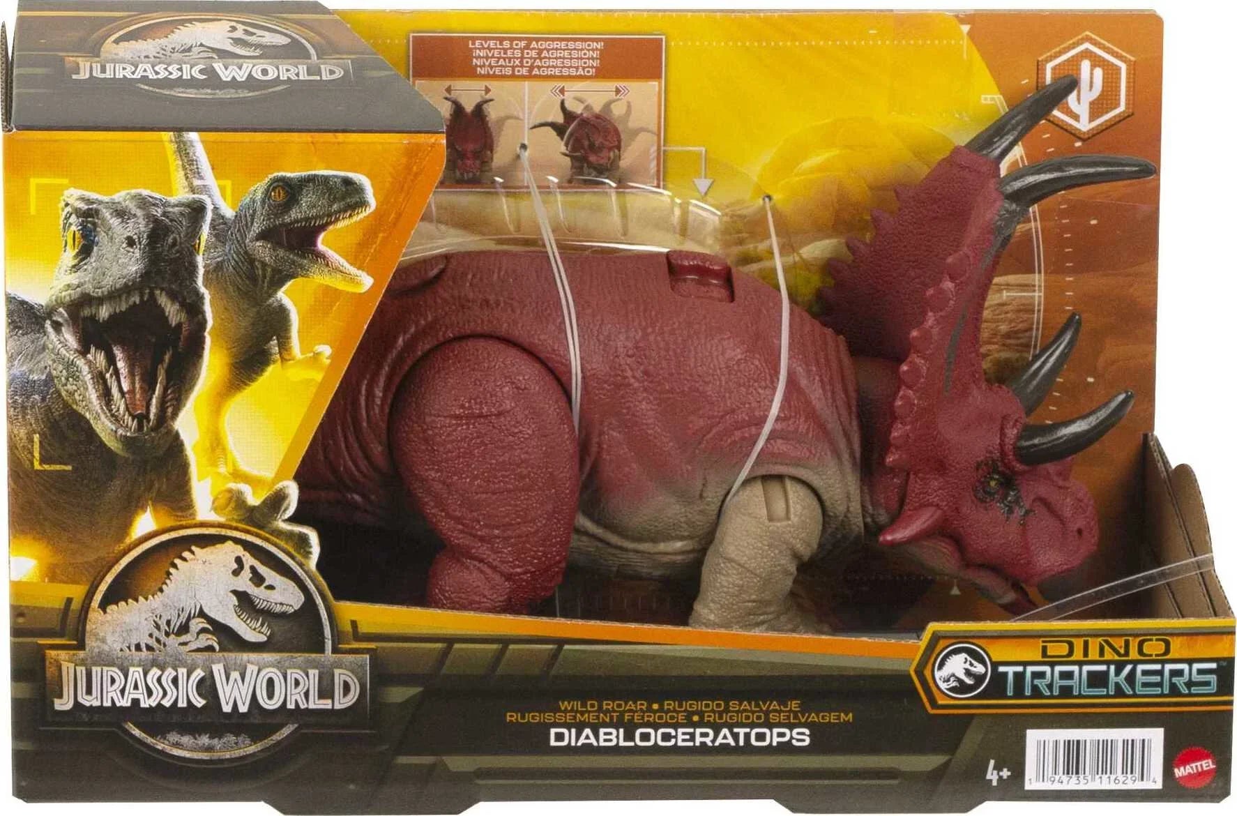 Jurassic World Dominion Wild Roar Diabloceratops Dinosaur Action Figure Toy, Sizeound & Motion