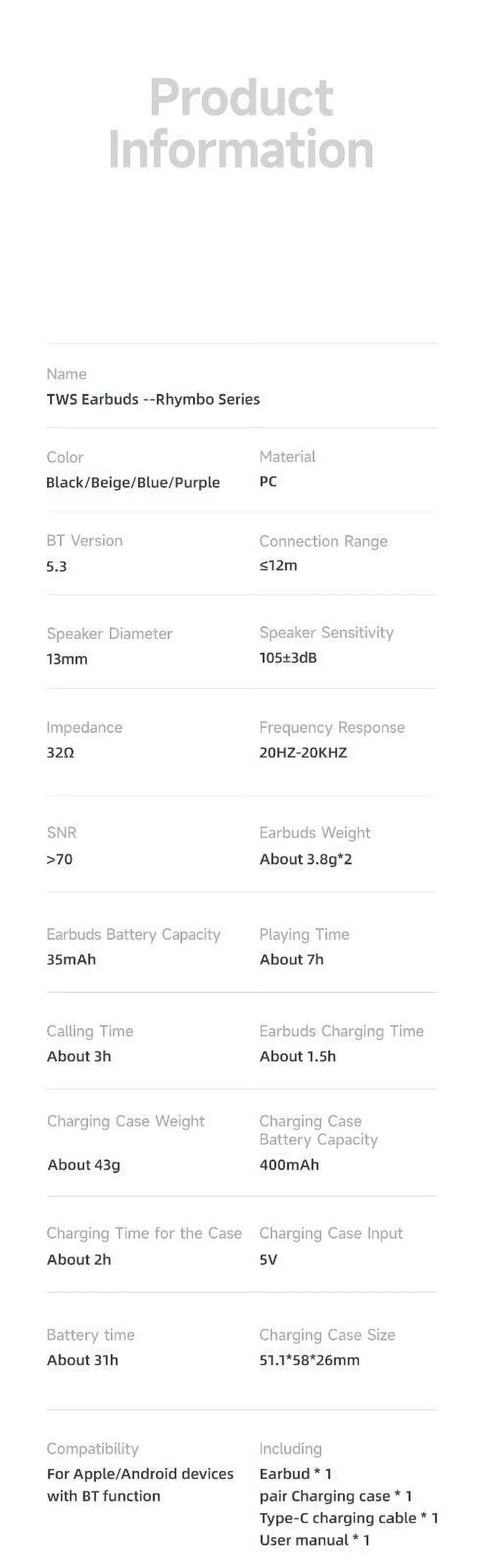 for Sizeony Xperia 1 IV Wireless Earbuds Bluetooth 5.3 Headphones with Charging Case,Wireless Earphones with Noise Cancelling Mic,IPX4 Waterproof Earphones,Touch Control - Ivory
